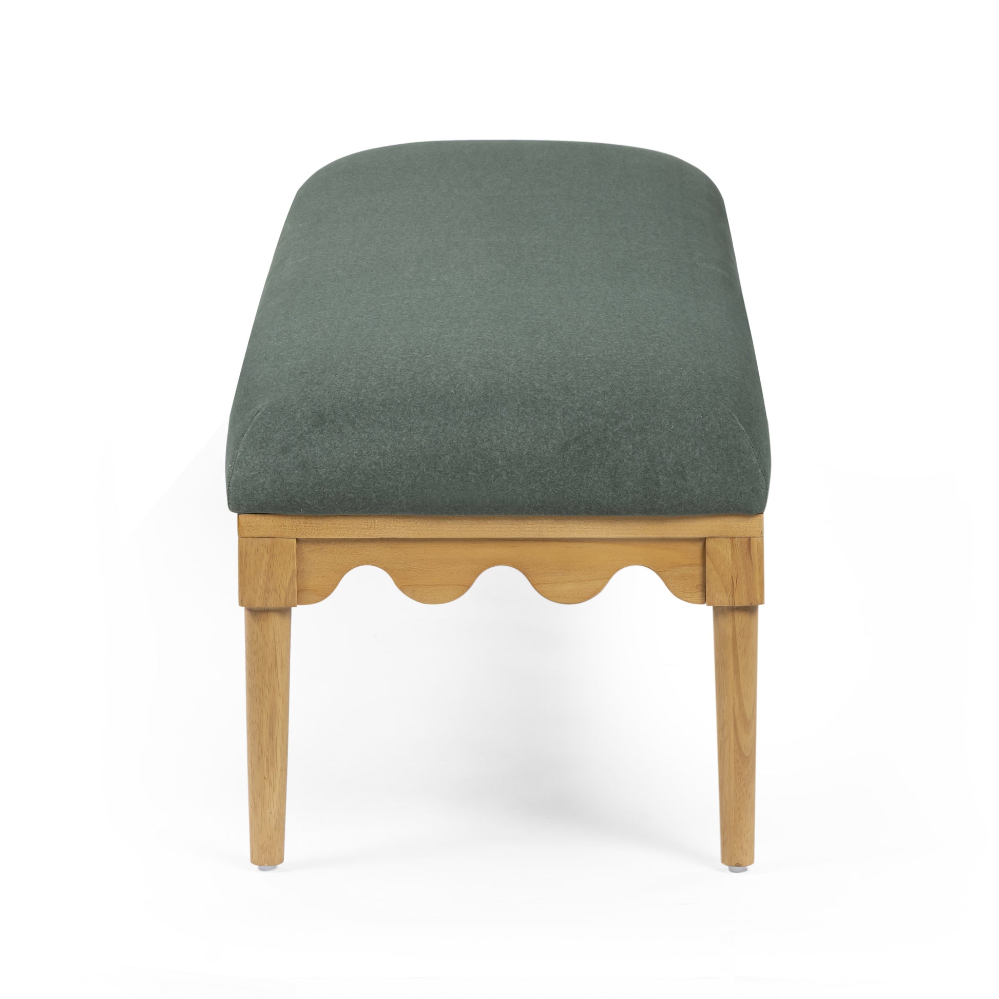 Oodle 56.5" Performance Vegan Mohair Bench - Green / Natural Ash - Image 4