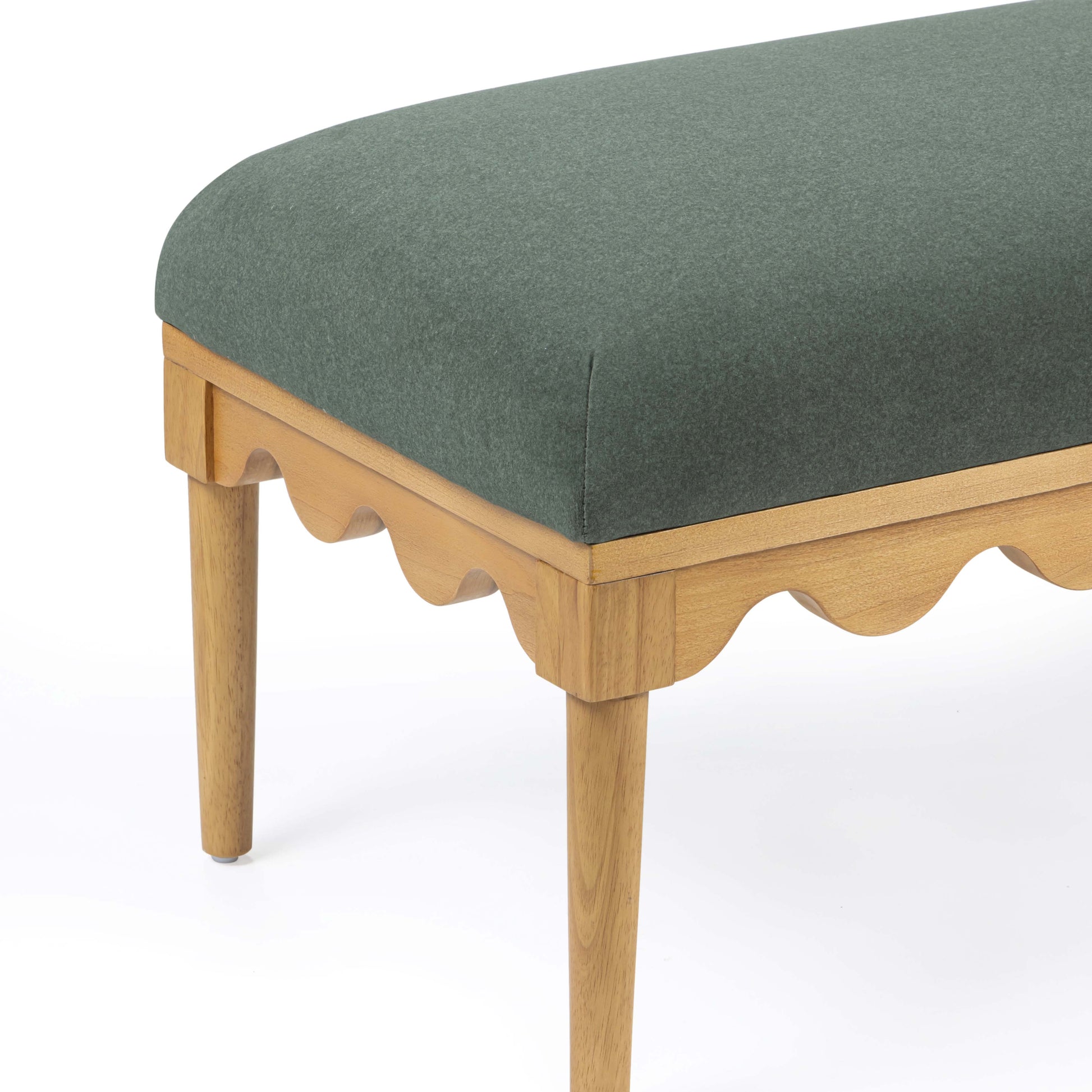 Oodle 56.5" Performance Vegan Mohair Bench - Green / Natural Ash - Image 5