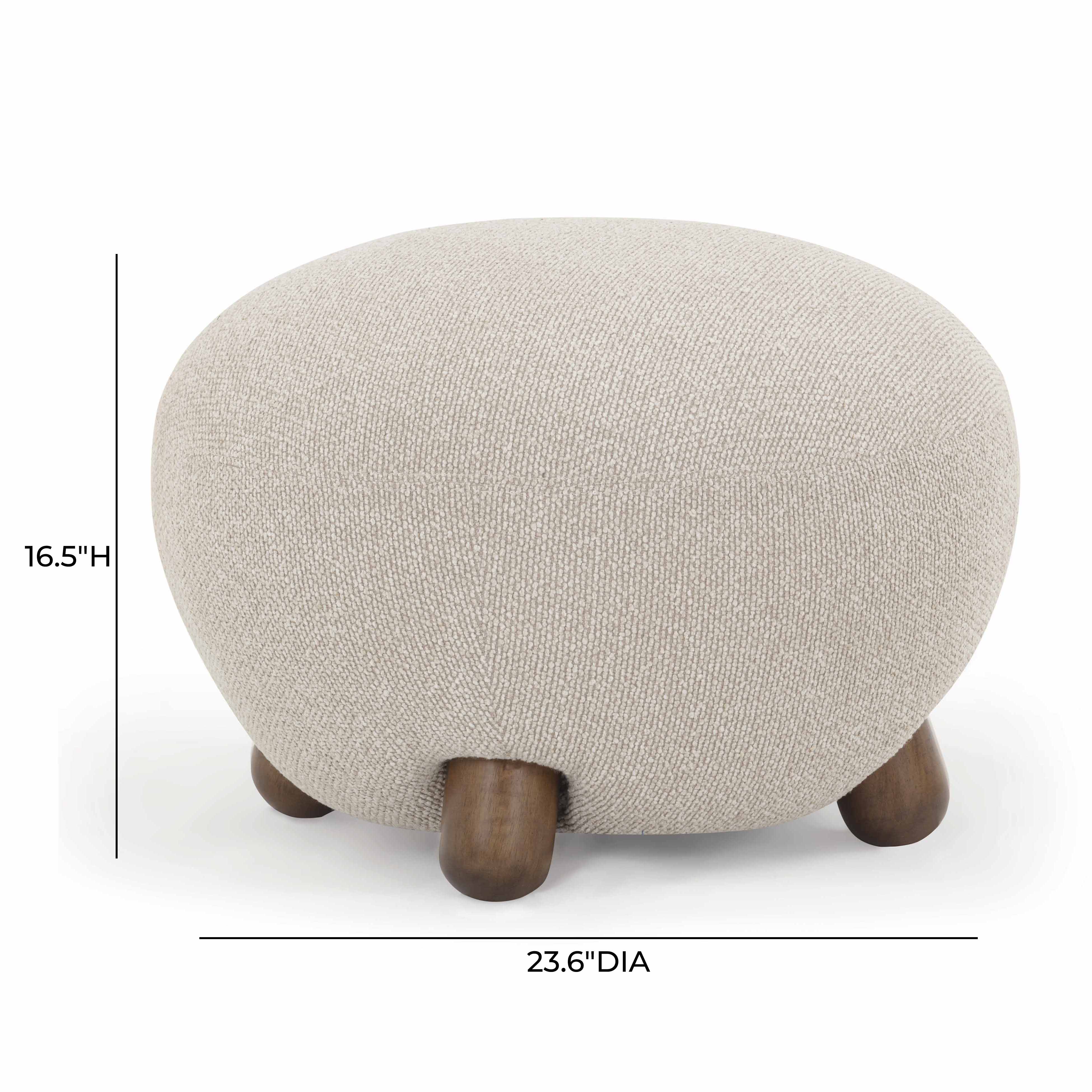 Pucker Warm Grey Performance Boucle Ottoman | TOV Furniture