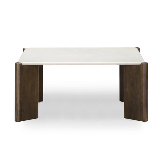 Restis 33.5" Cream Quartz Square Coffee Table - Image 1
