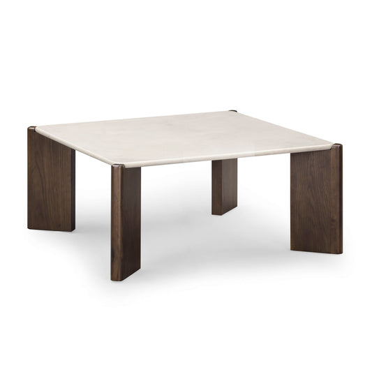 Restis 33.5" Cream Quartz Square Coffee Table - Image 1