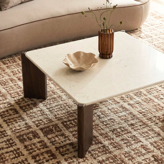 Restis 33.5" Cream Quartz Square Coffee Table - Image 2