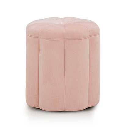 Fleur Textured Performance Velvet Storage Ottoman - Pink - Image 1