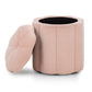Fleur Textured Performance Velvet Storage Ottoman - Pink - Image 3