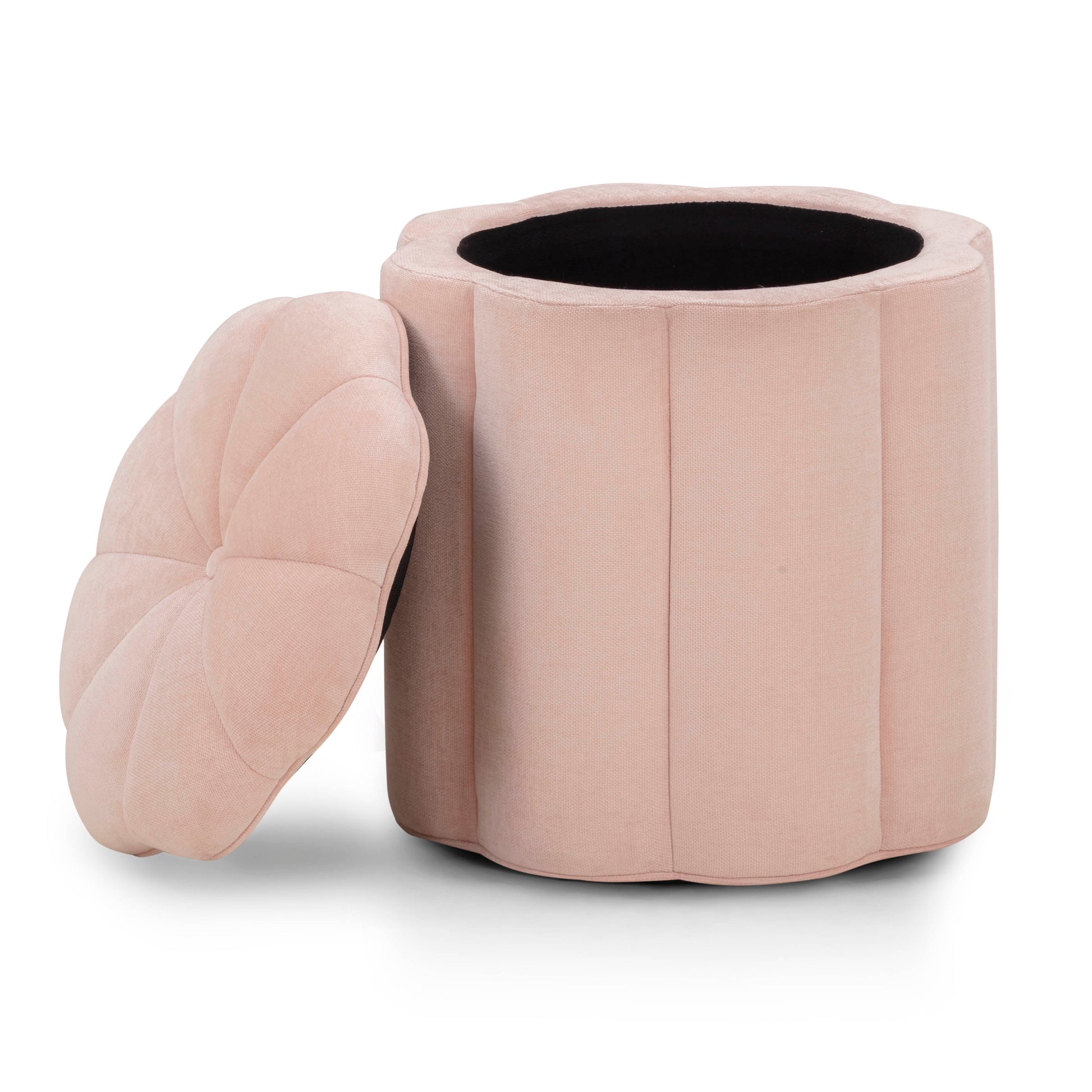 Fleur Textured Performance Velvet Storage Ottoman - Pink - Image 3