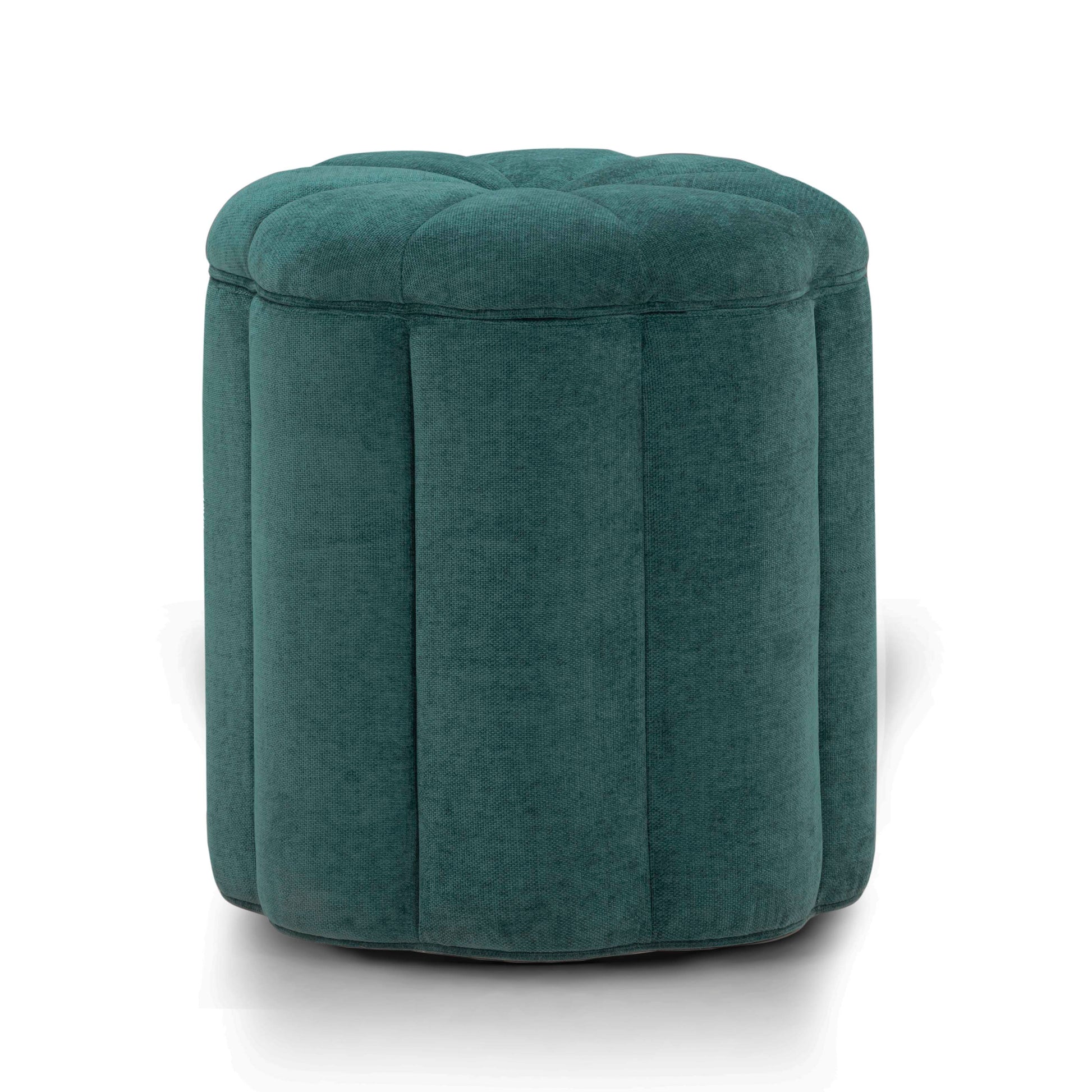 Fleur Textured Performance Velvet Storage Ottoman - Peacock - Image 1