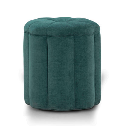 Fleur Textured Performance Velvet Storage Ottoman - Peacock - Image 1