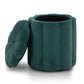 Fleur Textured Performance Velvet Storage Ottoman - Peacock - Image 3
