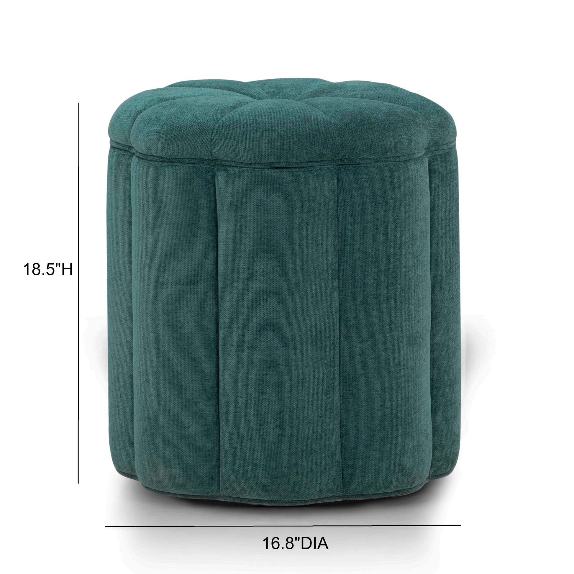 Fleur Textured Performance Velvet Storage Ottoman - Peacock - Image 6
