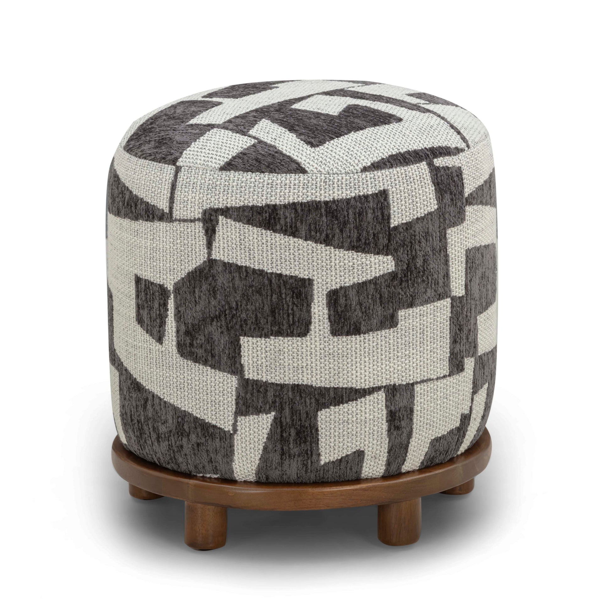 Bisou Performance Jacquard Ottoman - Black - Image 1
