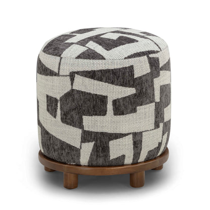 Bisou Performance Jacquard Ottoman - Black - Image 1