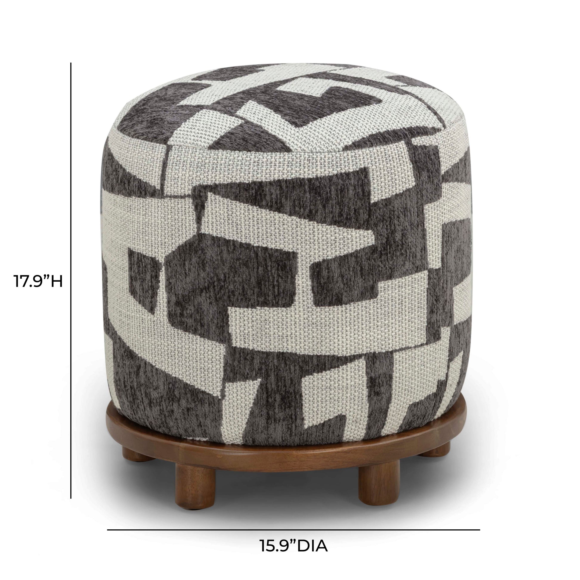 Bisou Performance Jacquard Ottoman - Black - Image 4