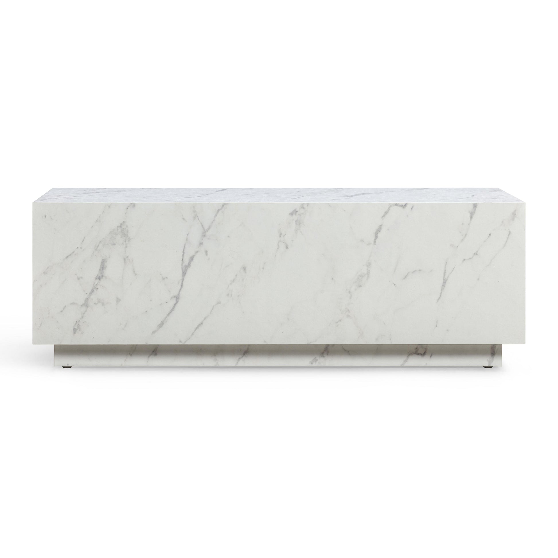 Romy 47" Rectangular Coffee Table - White Marble - Image 1