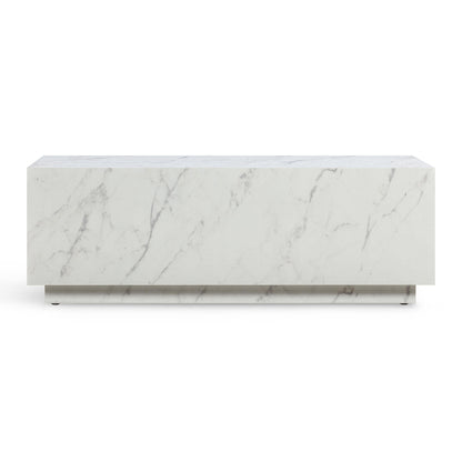 Romy 47" Rectangular Coffee Table - White Marble - Image 1