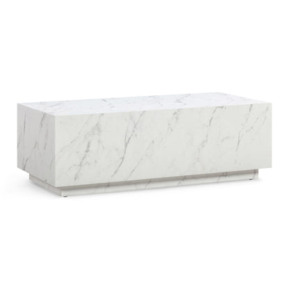 Romy 47" Rectangular Coffee Table - Faux Marble - Image 1