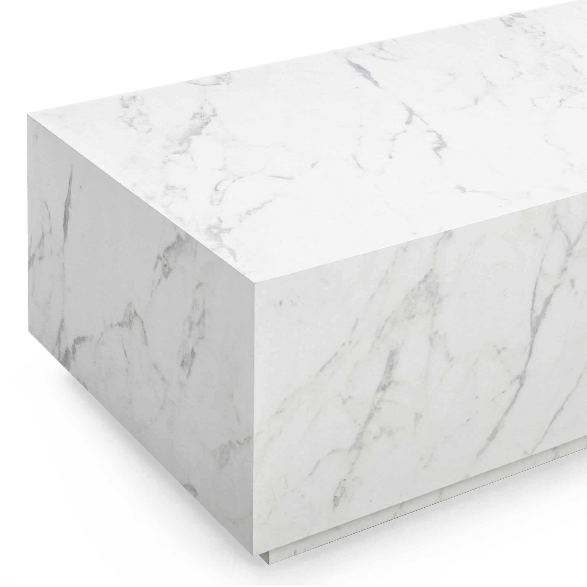 Romy 47" Rectangular Coffee Table - White Marble - Image 5