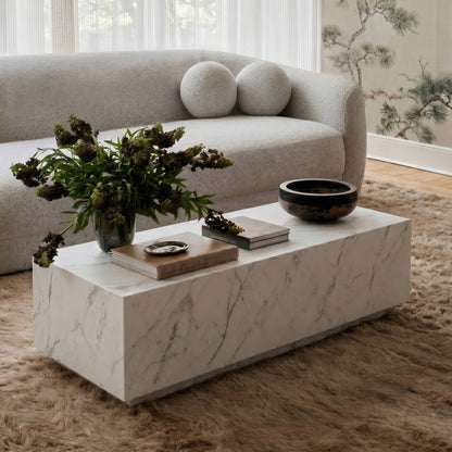 Romy 47" Rectangular Coffee Table - Faux Marble - Image 1