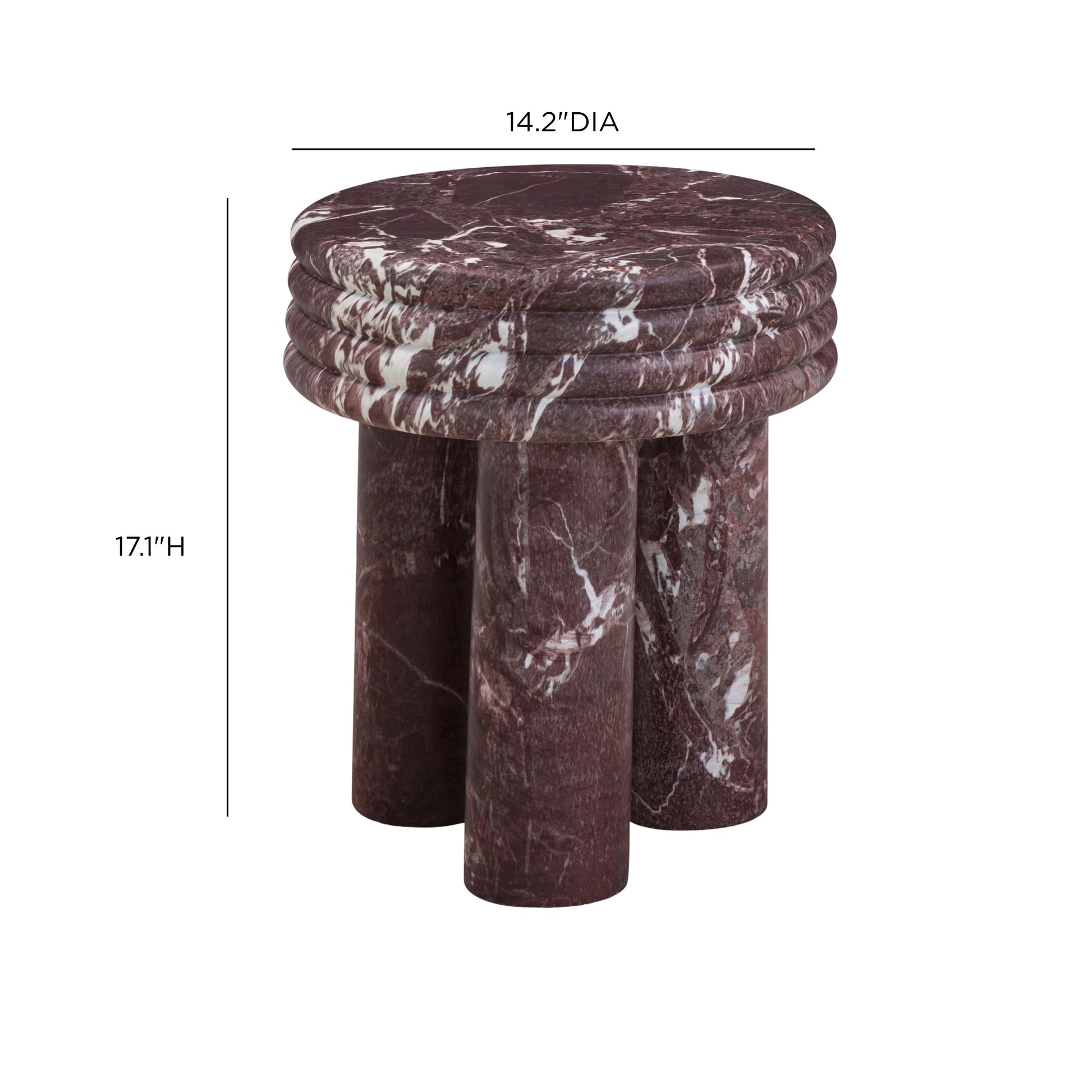 Delta Concrete Indoor/Outdoor Round Side Table - Red Levanto - Image 8