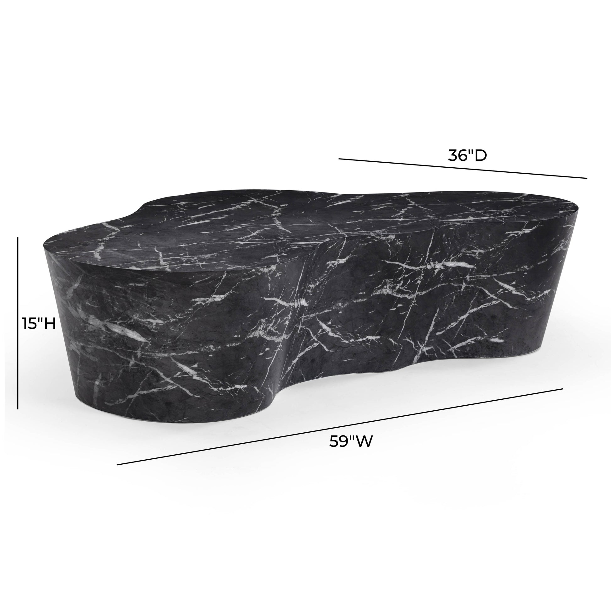 Slab 59" Concrete Indoor/Outdoor Coffee Table - Black Marble - Image 9