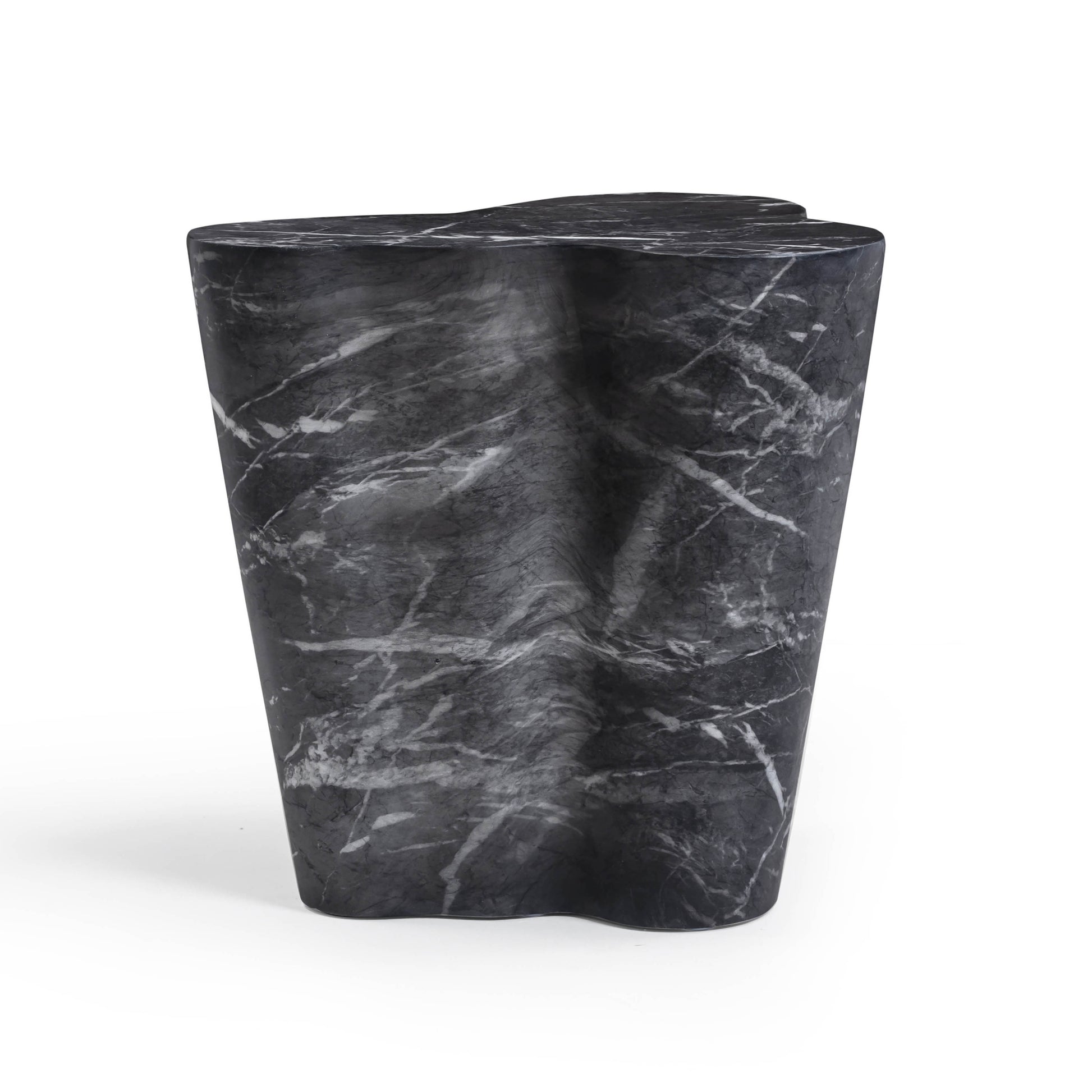 Slab Concrete Indoor/Outdoor Side Table (18"-22") - Black Marble / Tall - Image 1