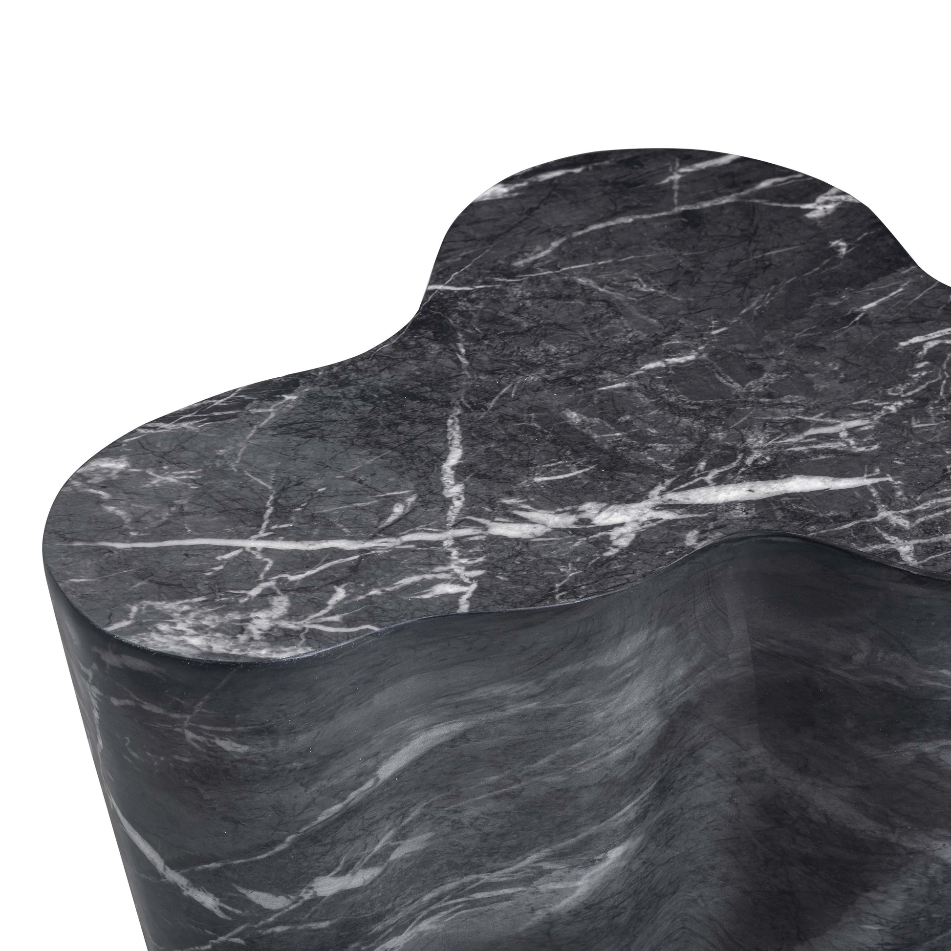 Slab Concrete Indoor/Outdoor Side Table (18"-22") - Black Marble / Tall - Image 6