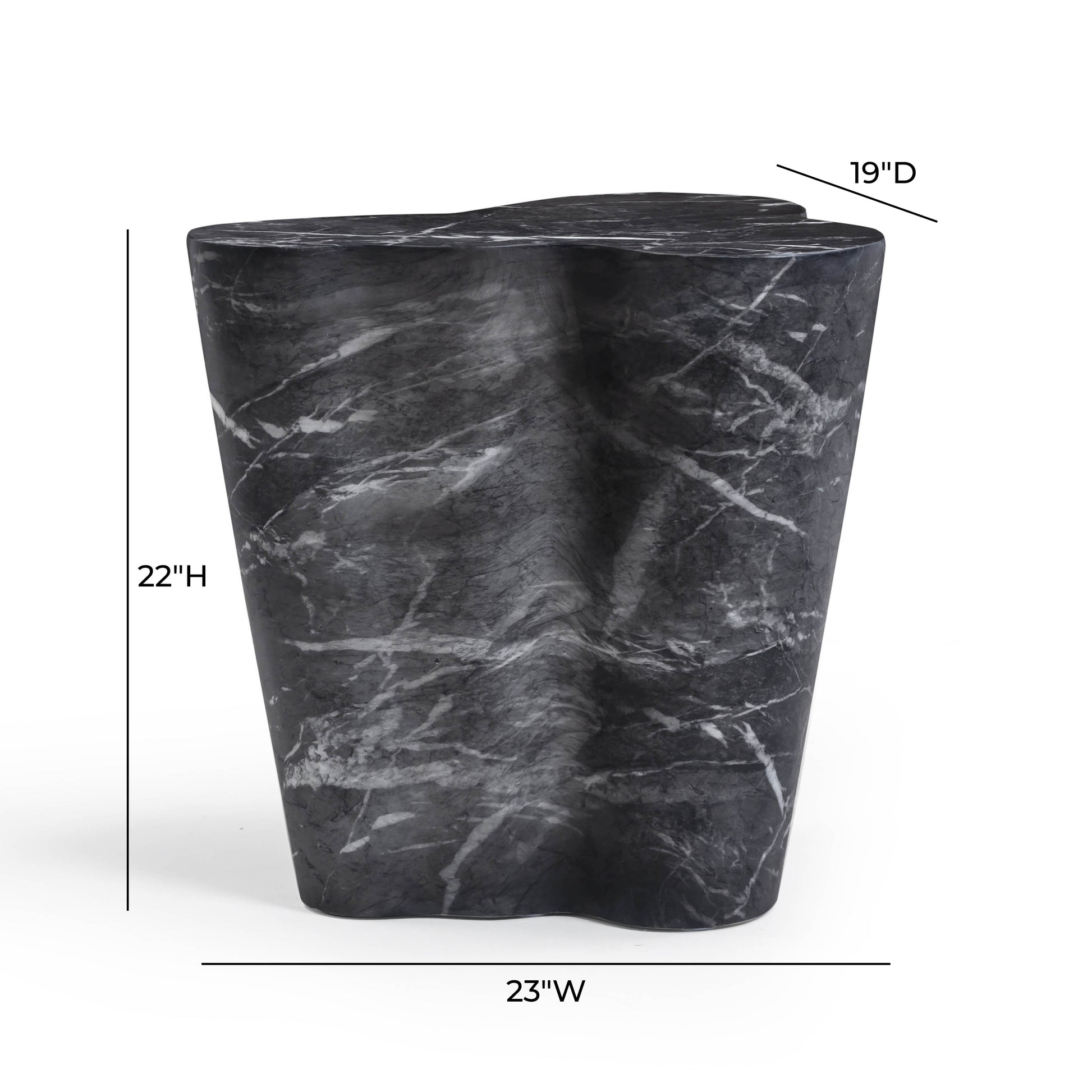 Slab Concrete Indoor/Outdoor Side Table (18"-22") - Black Marble / Tall - Image 8