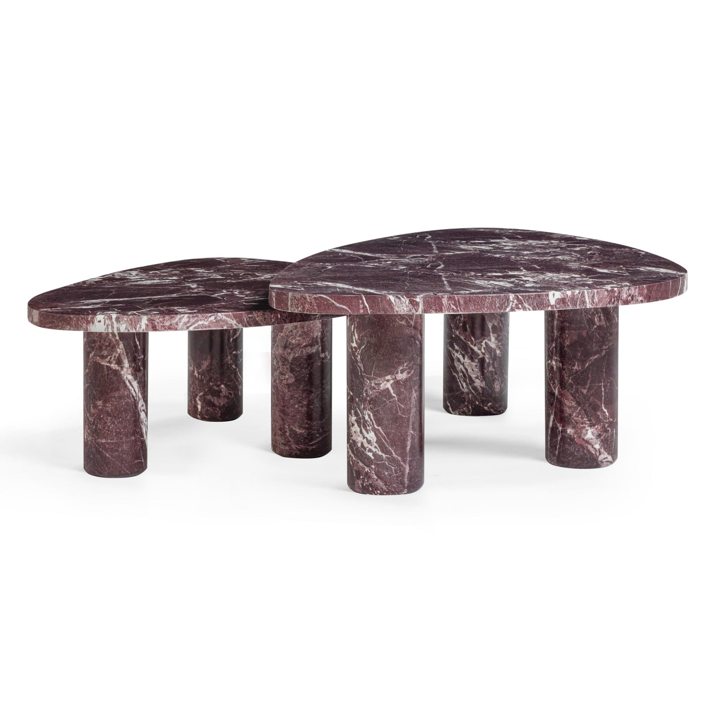 Libby 2-Piece Faux Red Levanto Marble Indoor/Outdoor Nesting Coffee Table Set - Image 1