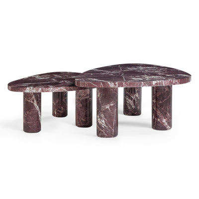 Libby 2-Piece Faux Red Levanto Marble Indoor/Outdoor Nesting Coffee Table Set - Image 1