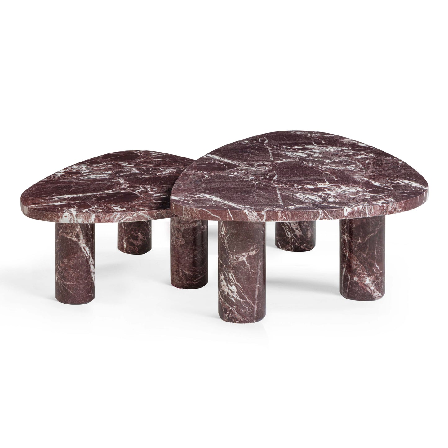 Libby 2-Piece Faux Red Levanto Marble Indoor/Outdoor Nesting Coffee Table Set - Image 3