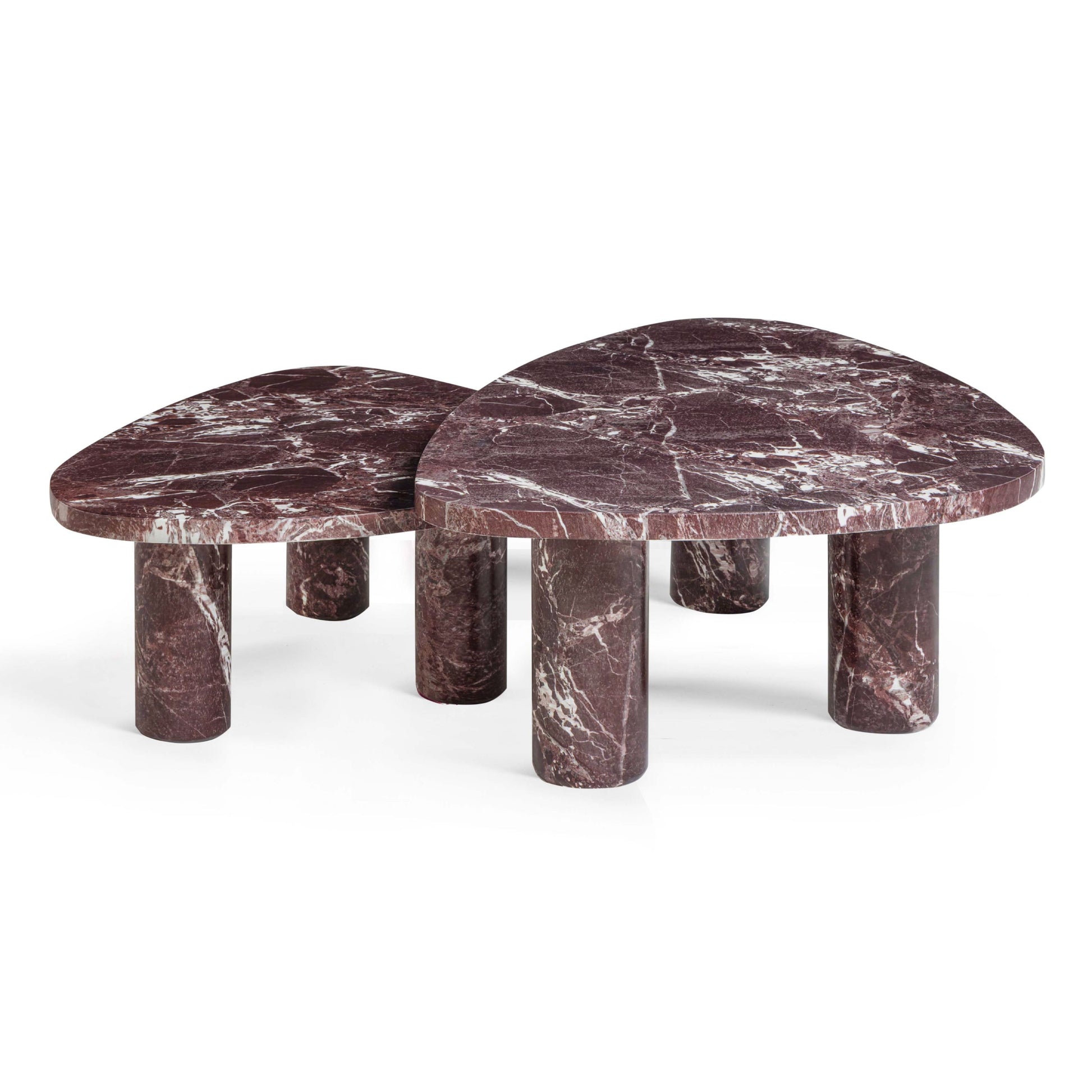 Libby 2-Piece Faux Red Levanto Marble Indoor/Outdoor Nesting Coffee Table Set - Image 3