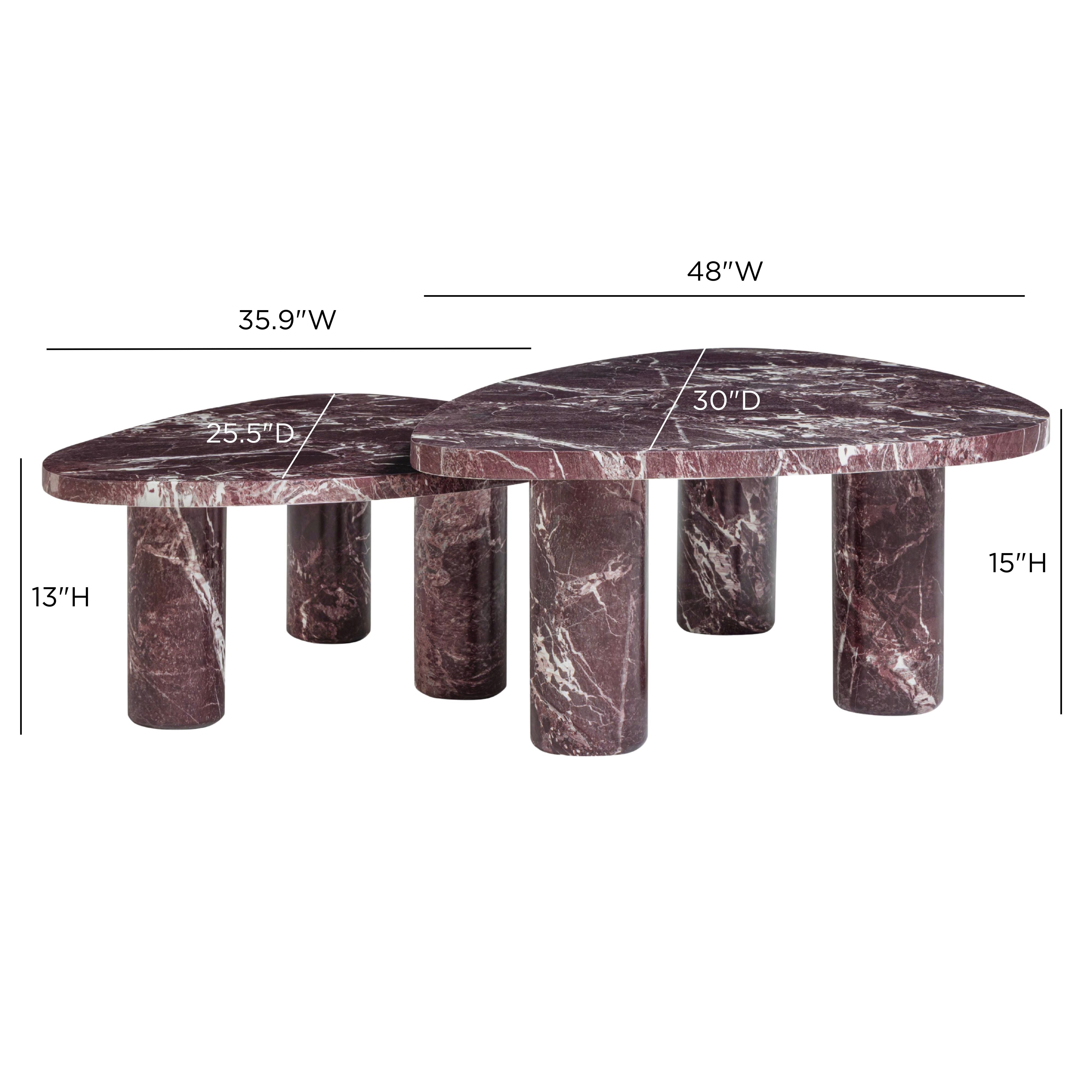 Libby 2-Piece Faux Red Levanto Marble Indoor/Outdoor Nesting