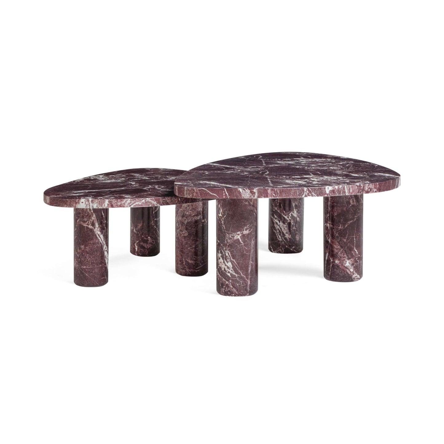 Libby 2-Piece Faux Red Levanto Marble Indoor/Outdoor Nesting Coffee Table Set - Image 1
