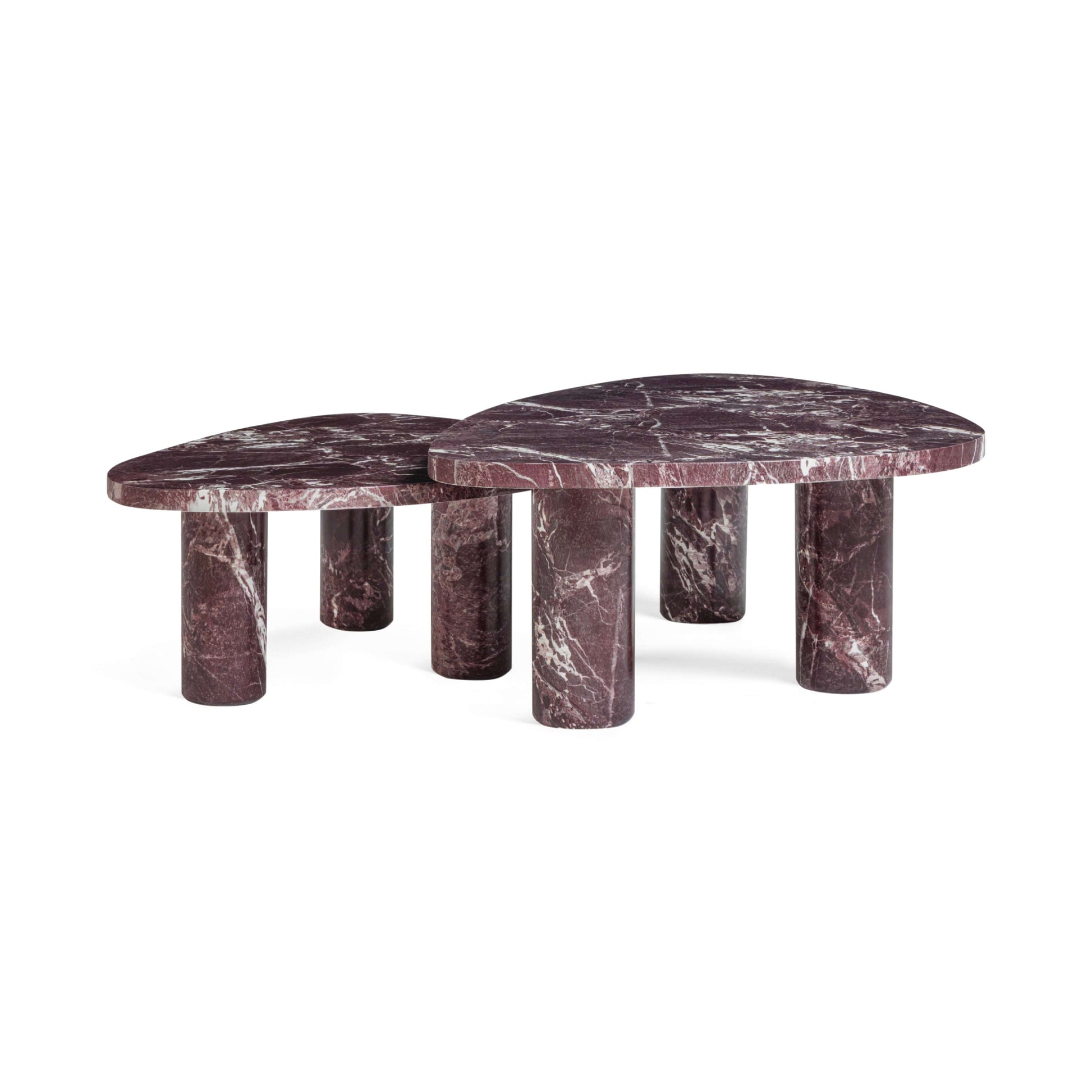 Libby 2-Piece Faux Red Levanto Marble Indoor/Outdoor Nesting Coffee Table Set - Image 1