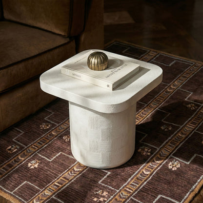 Suraya Indoor/Outdoor Concrete Side Table - Ivory - Image 1