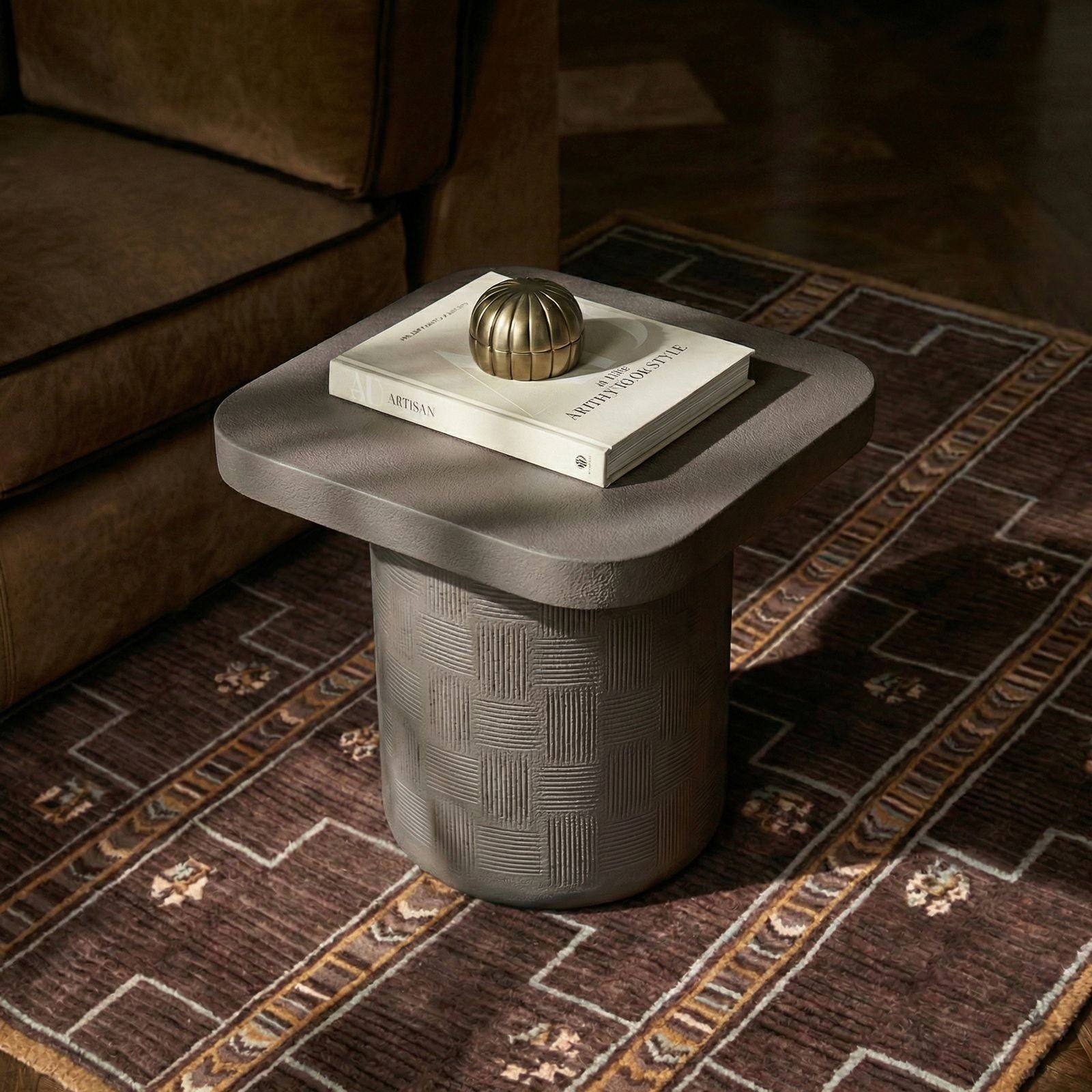 Suraya Indoor/Outdoor Concrete Side Table - Dark Umber - Image 2