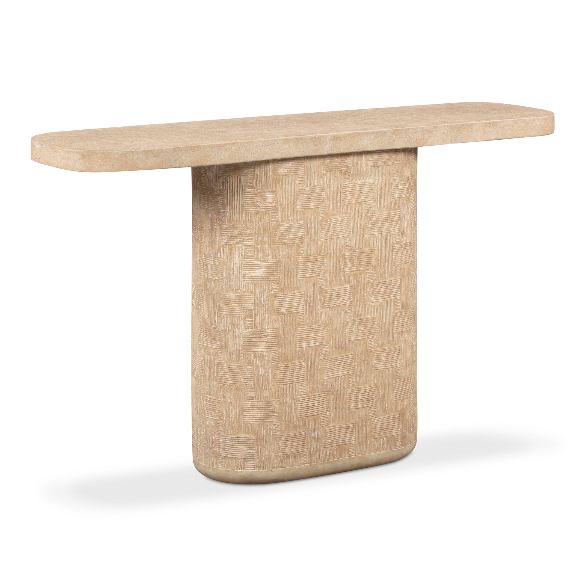 Suraya 55" Indoor/Outdoor Concrete Console Table - Faux Travertine - Image 3