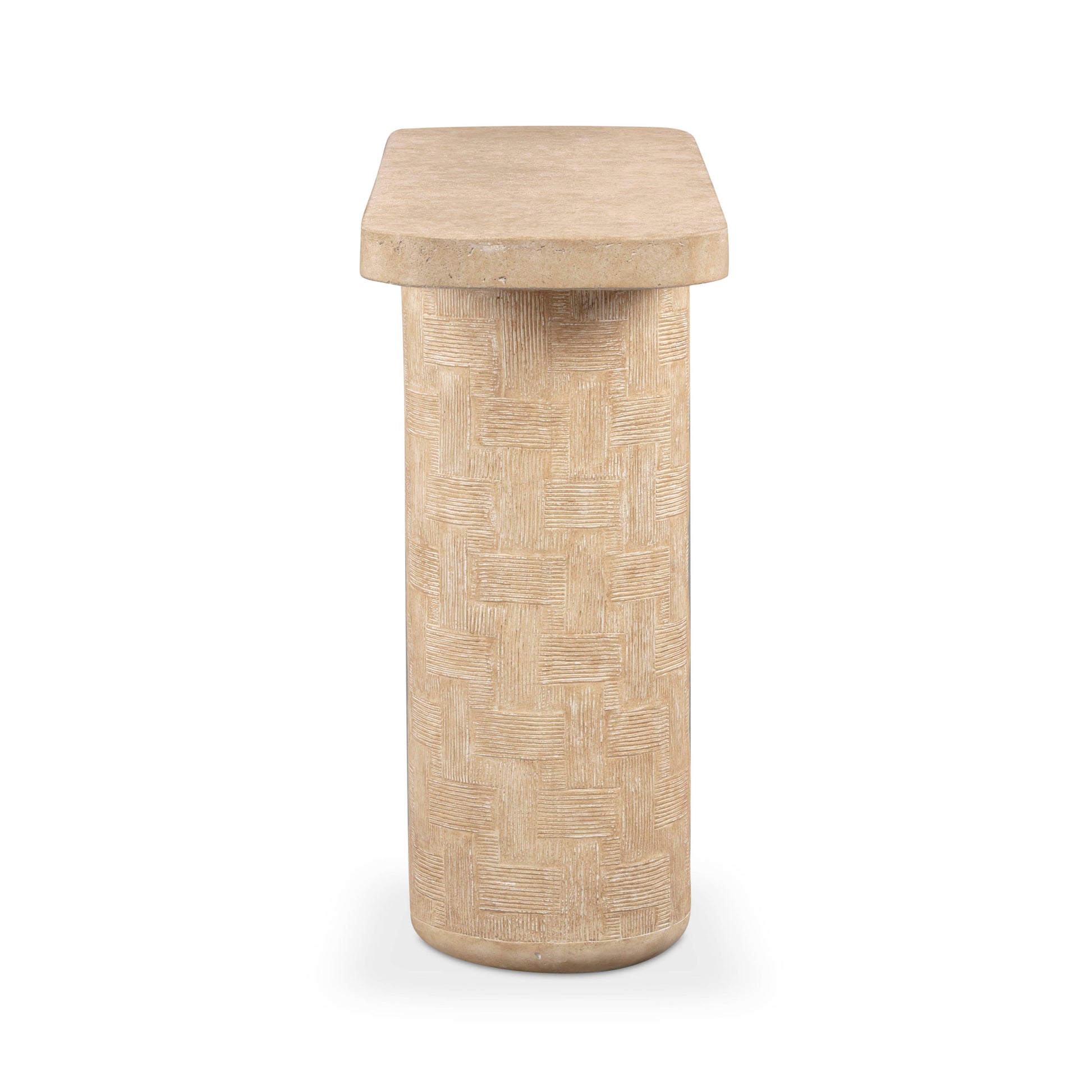 Suraya 55" Indoor/Outdoor Concrete Console Table - Faux Travertine - Image 4