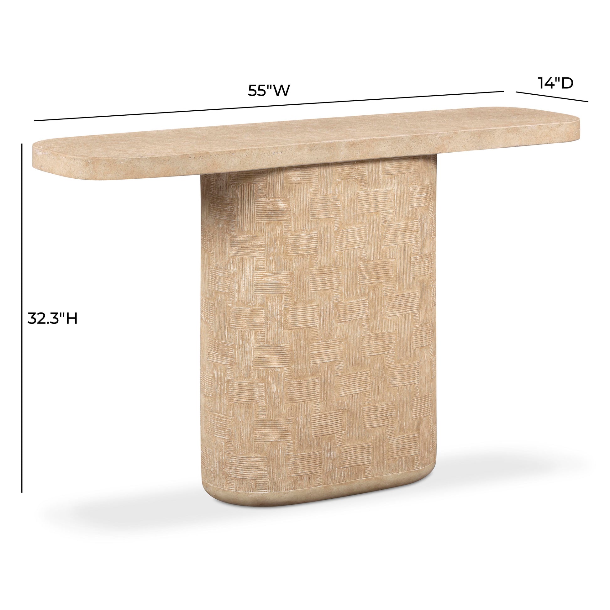 Suraya 55" Indoor/Outdoor Concrete Console Table - Faux Travertine - Image 6