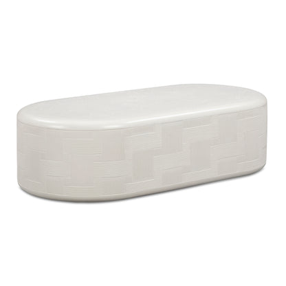 Suraya 55" Indoor/Outdoor Concrete Rounded Coffee Table - Ivory - Image 1