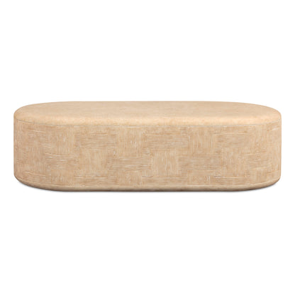 Suraya 55" Indoor/Outdoor Concrete Rounded Coffee Table - Faux Travertine - Image 1