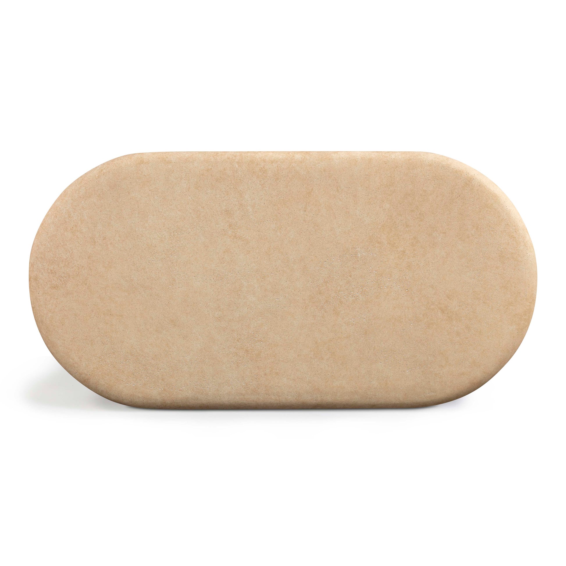 Suraya 55" Indoor/Outdoor Concrete Rounded Coffee Table - Faux Travertine - Image 5