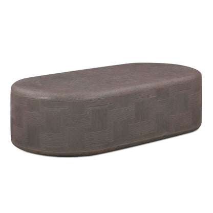 Suraya 55" Indoor/Outdoor Concrete Rounded Coffee Table - Dark Umber - Image 1