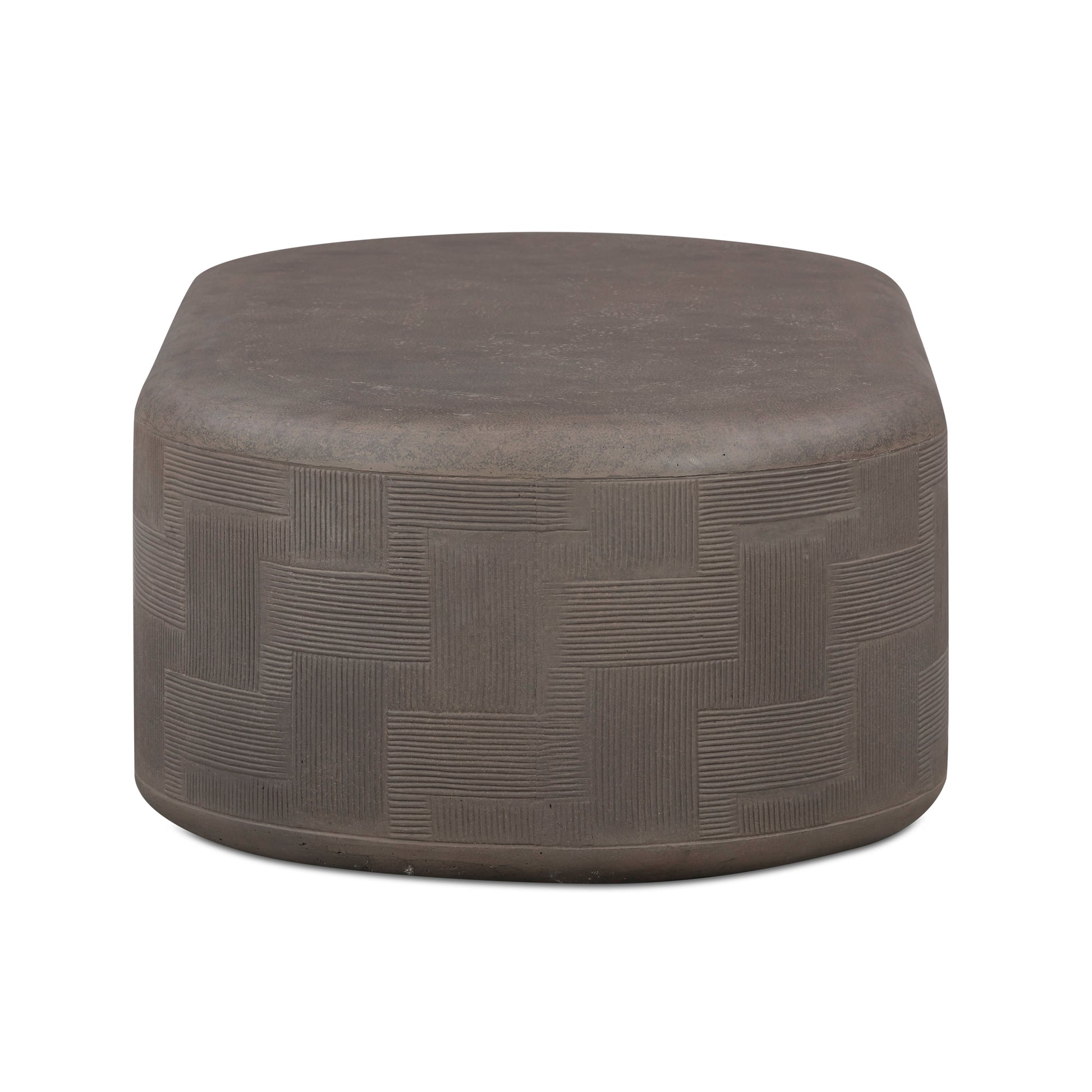 Suraya 55" Indoor/Outdoor Concrete Rounded Coffee Table - Dark Umber - Image 4