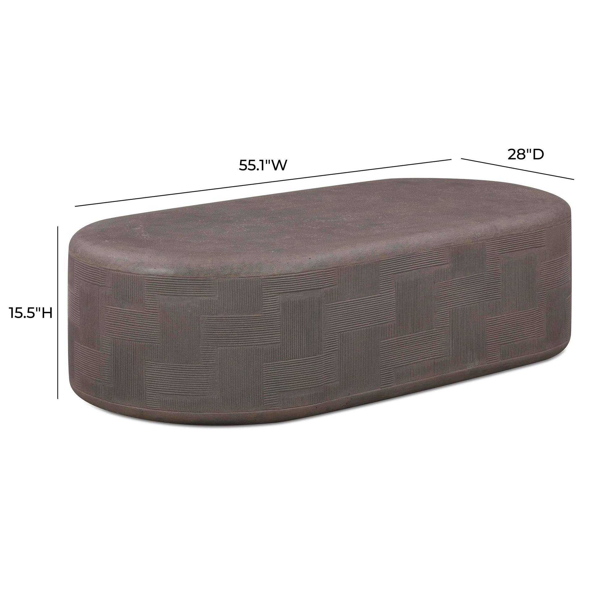 Suraya 55" Indoor/Outdoor Concrete Rounded Coffee Table - Dark Umber - Image 6