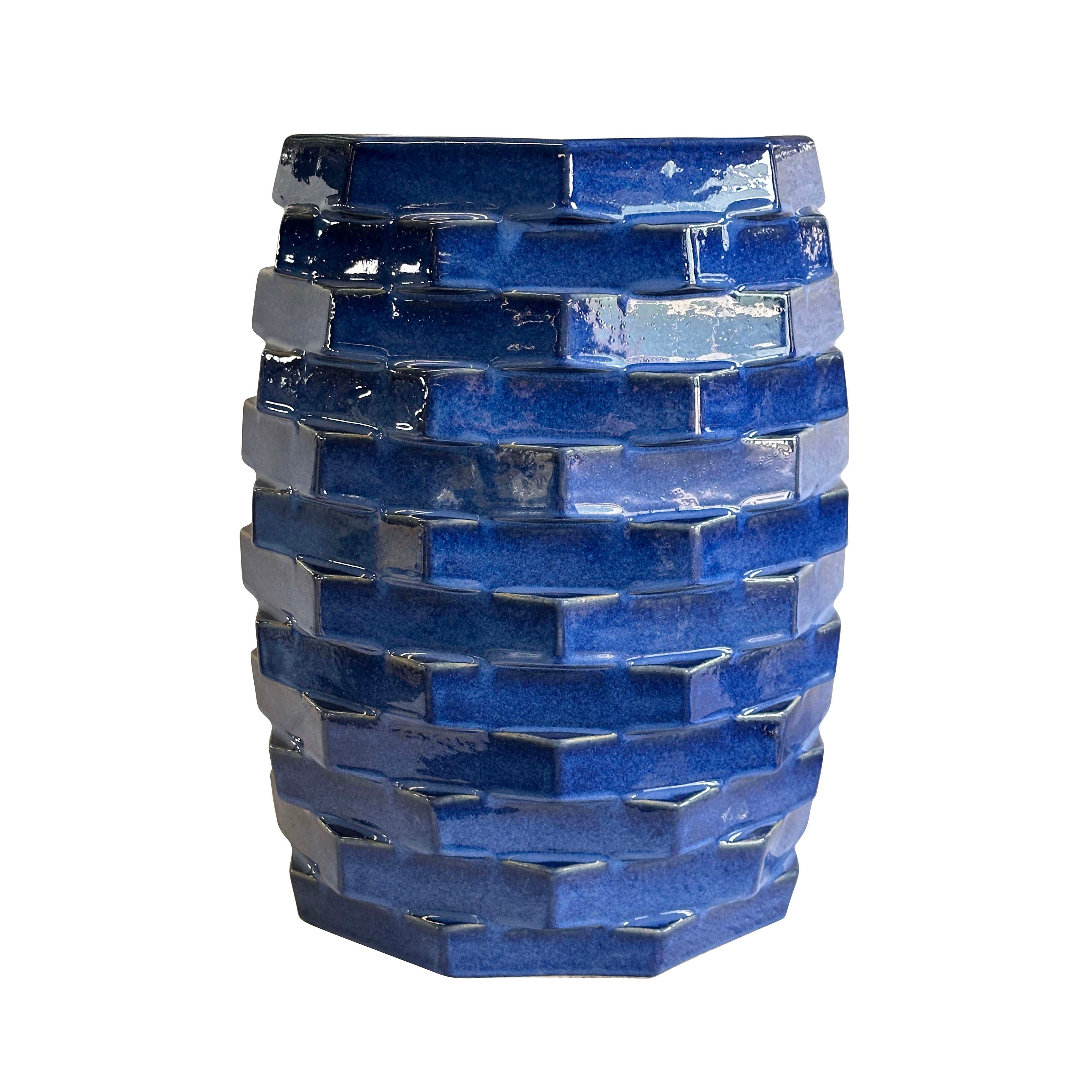 Trax Azul Blue Indoor/Outdoor Ceramic Side Table | TOV Furniture