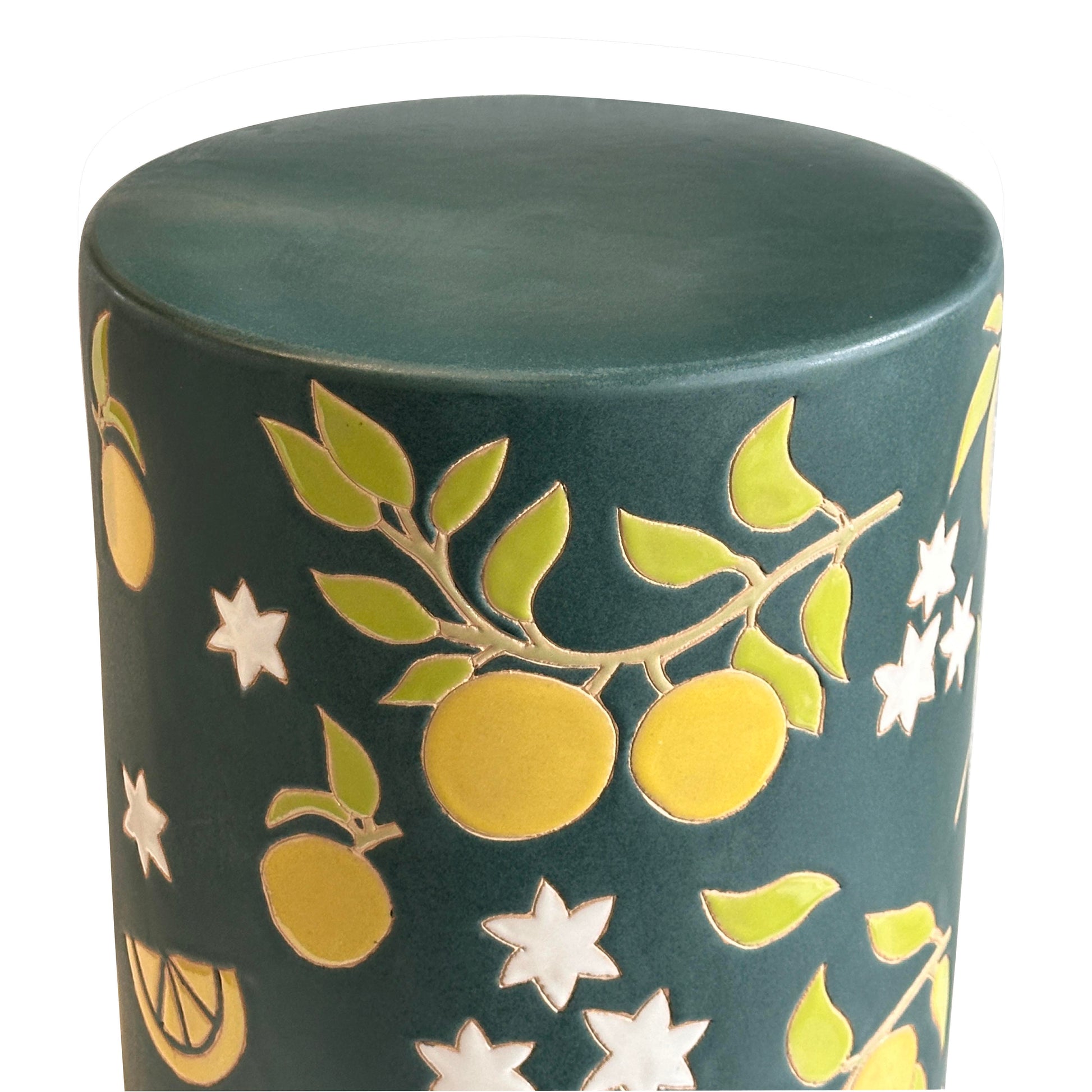 Tempest Citrus Indoor/Outdoor Ceramic Table - Lemon Citrus - Image 3