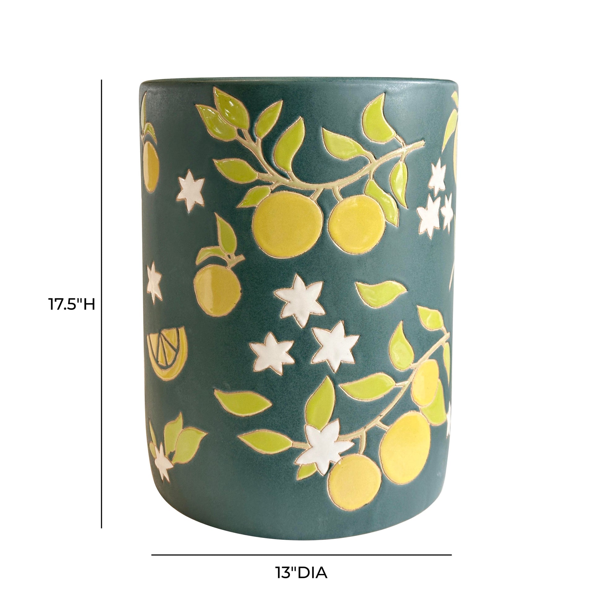 Tempest Citrus Indoor/Outdoor Ceramic Table - Lemon Citrus - Image 4
