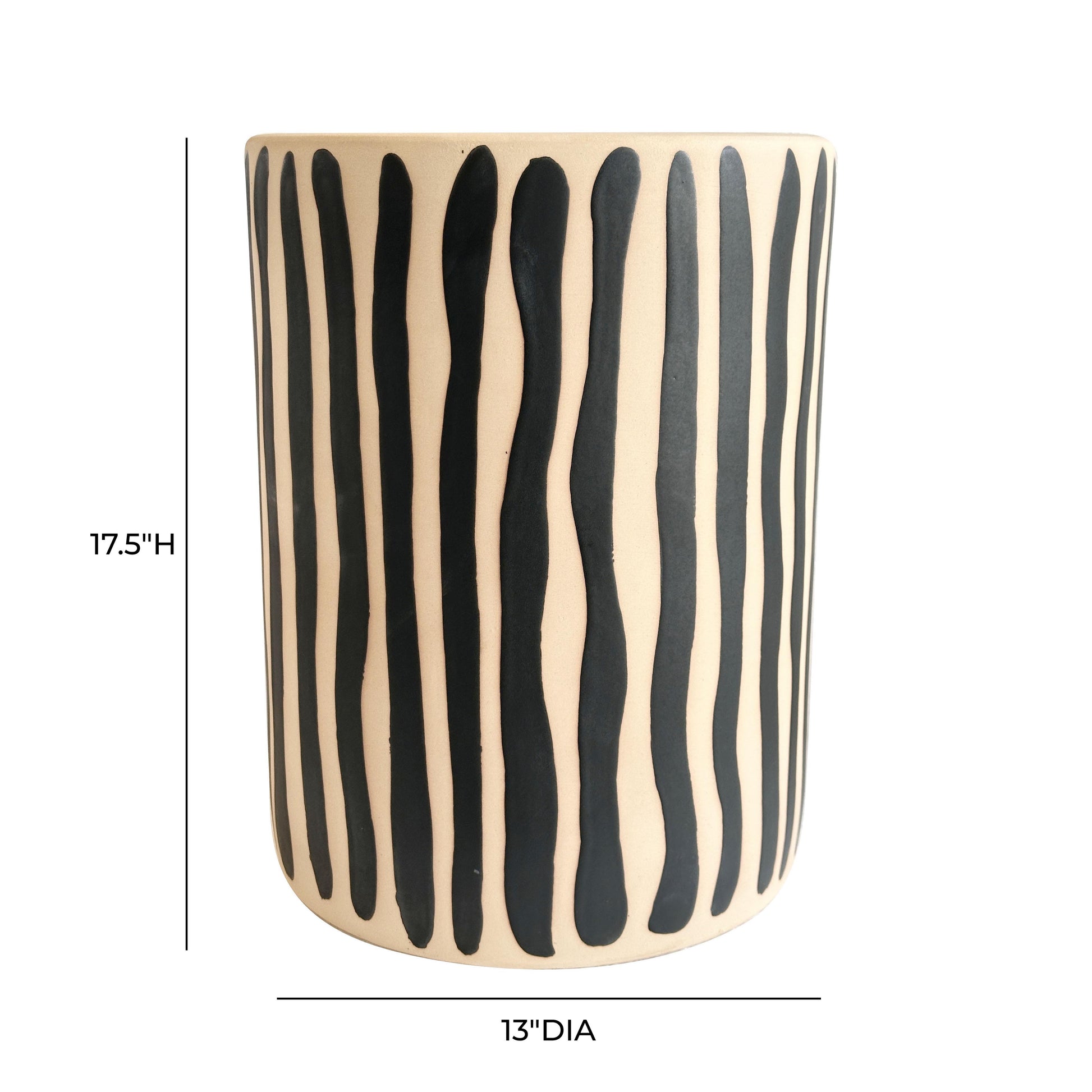 Tempest Indoor/Outdoor Ceramic Table in Stripes - Black Stripes - Image 4
