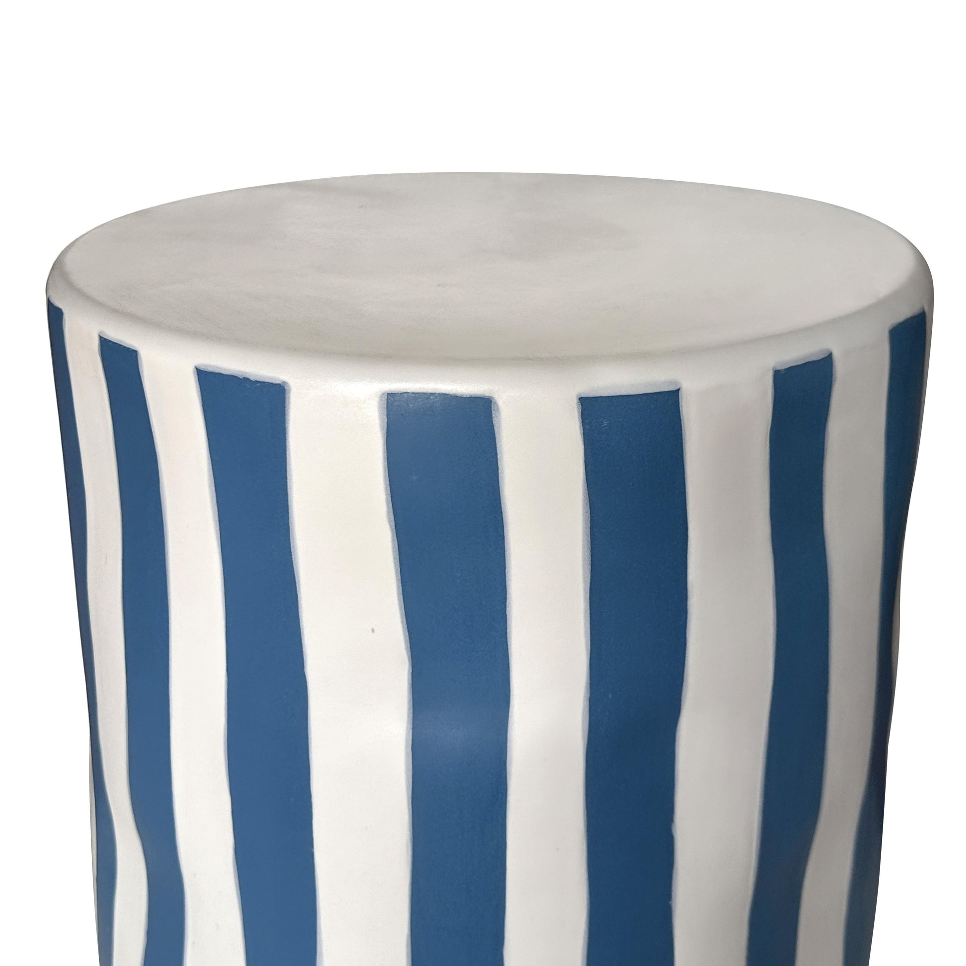 Tempest Indoor/Outdoor Ceramic Table in Stripes - Blue Stripes - Image 3