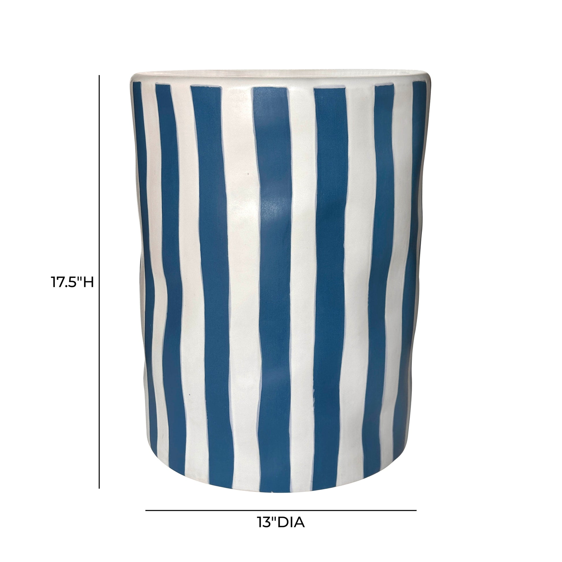 Tempest Indoor/Outdoor Ceramic Table in Stripes - Blue Stripes - Image 4